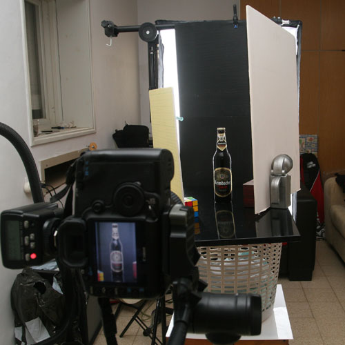 beer bottle photography useing one light setup