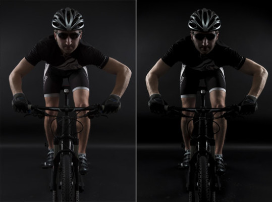 The cyclist - LR before and after