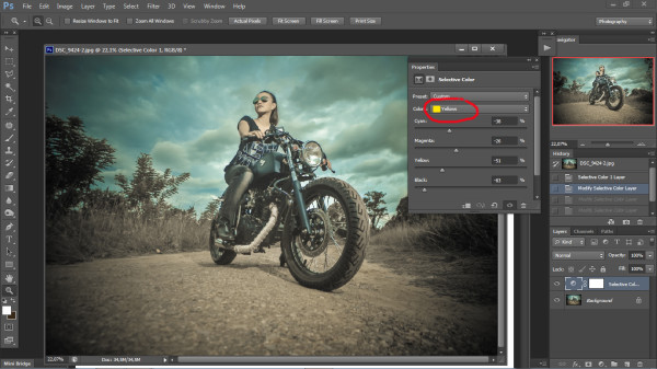 biker photography - photoshop step 2