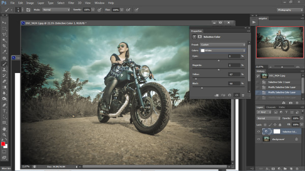 biker photography - photoshop step 2