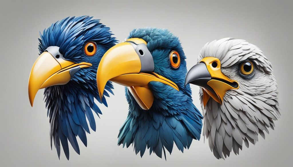 expressive bird heads